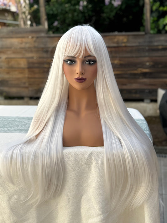 Long White Synthetic Wig