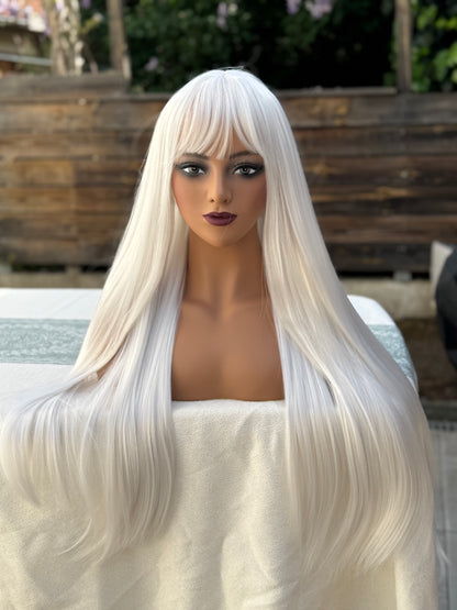 Long White Synthetic Wig